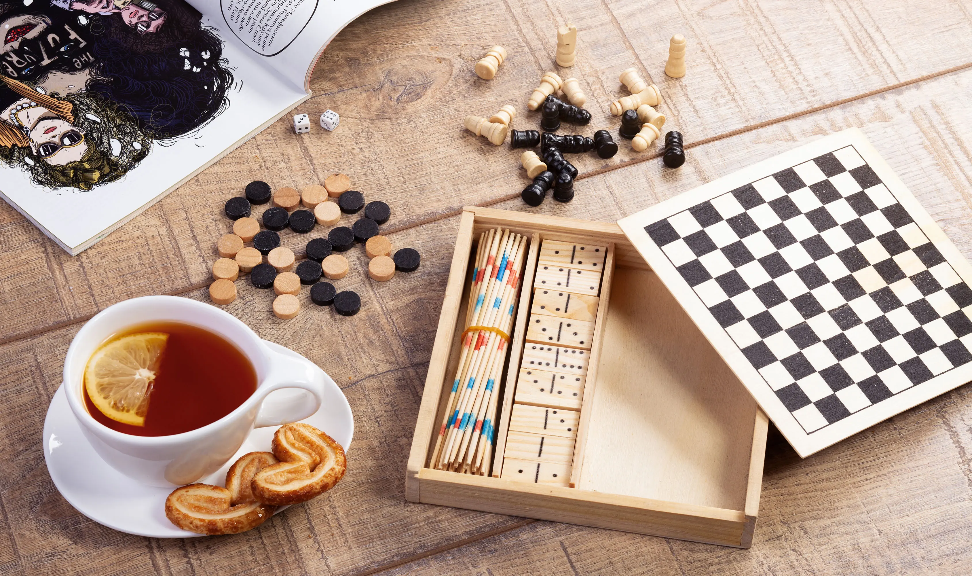 Набор игр "Joy" 4в1 / натуральный