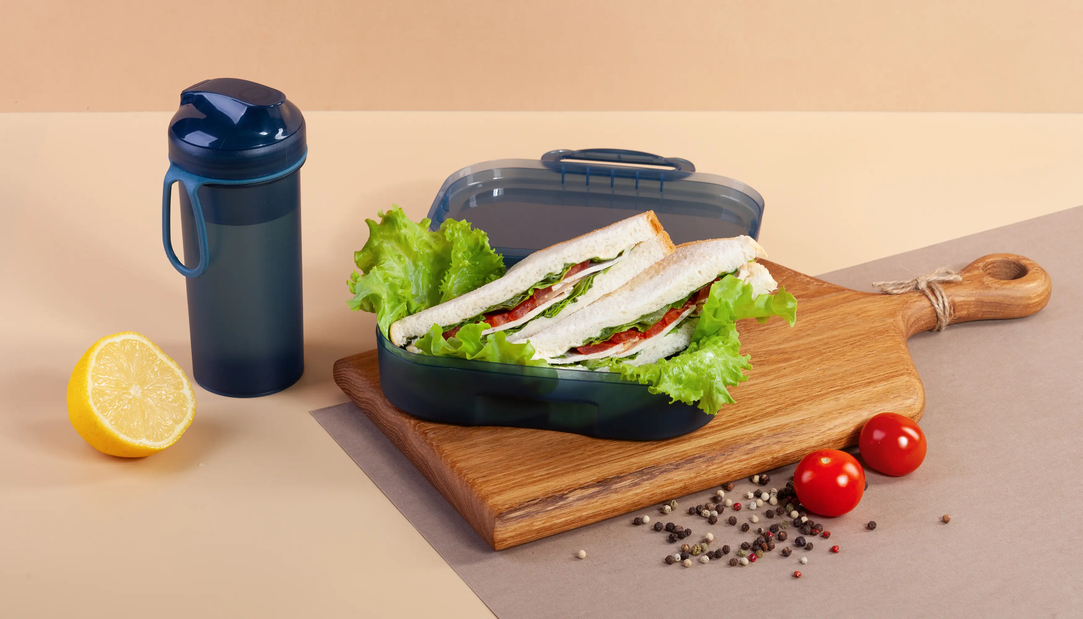 Набор "Eat&Drink box": бутылка, ланч-бокс / синий