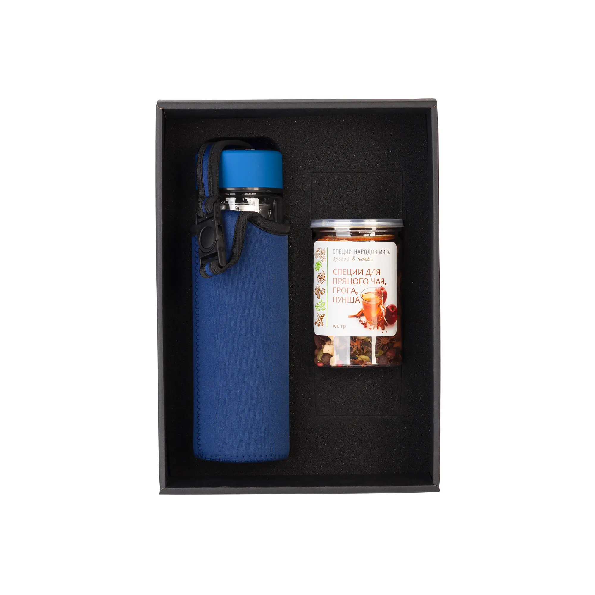 Набор подарочный "Pleasure": термос "Остин", специи / синий