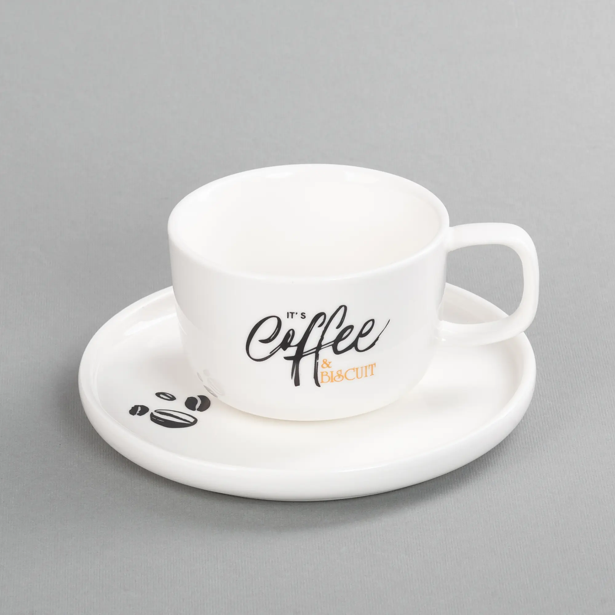 Чайная пара "Гармония" с нанесением капсула "Бисквит" / белый