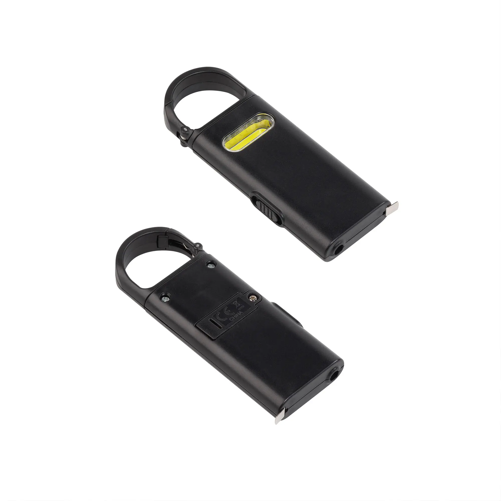 Фонарик "Spark" с рулеткой и карабином / черный